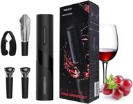 🍷 tebikin electric wine opener set - automatic corkscrew with vacuum stoppers, aerator pourer, foil cutter - cordless battery powered - ideal for home, gift, party, wedding логотип