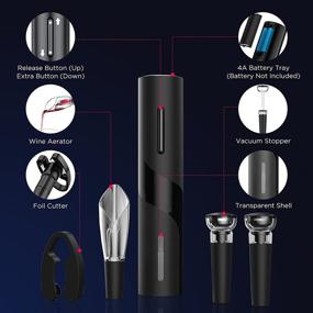 img 3 attached to 🍷 TEBIKIN Electric Wine Opener Set - Automatic Corkscrew with Vacuum Stoppers, Aerator Pourer, Foil Cutter - Cordless Battery Powered - Ideal for Home, Gift, Party, Wedding