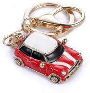 🔑 stylish rhinestone mini car keychain - unique gift with red and gold trim logo