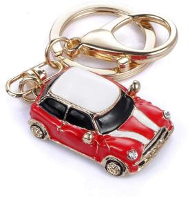 img 2 attached to 🔑 Stylish Rhinestone Mini Car Keychain - Unique Gift with Red and Gold Trim