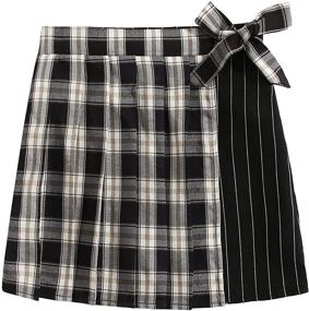 img 4 attached to 👗 Stylish Milumia Girls' Plaid Striped Pleated Clothing: Perfect for Fashionista Girls