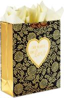 💑 hallmark 15-inch extra large gift bag with tissue paper - two hearts, one love, black and gold - perfect for weddings, anniversaries, engagements, valentine's day logo