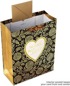 img 1 attached to 💑 Hallmark 15-Inch Extra Large Gift Bag with Tissue Paper - Two Hearts, One Love, Black and Gold - Perfect for Weddings, Anniversaries, Engagements, Valentine's Day