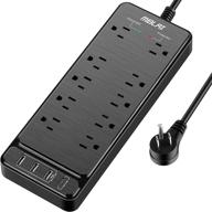 💡 usb power strip surge protector with fast charging, flat plug and 10 ac outlets, 4 usb ports, 1875w/15a, 8ft extension cords for home office logo