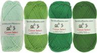 premium sport weight cotton yarn palette pack - 100% fine cotton - green color shades - 4 skeins bundle logo