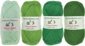 img 2 attached to Premium Sport Weight Cotton Yarn Palette Pack - 100% Fine Cotton - Green Color Shades - 4 Skeins bundle