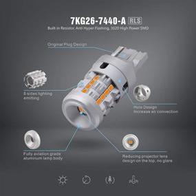 img 1 attached to 🔸 SIRIUSLED RLS 7440 7440A: Hyper Flashing Resistor LED Bulb, Amber Orange Color, Error-Free - Pack of 2