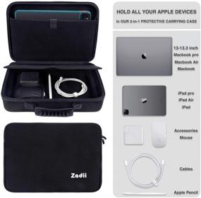 img 1 attached to 📦 Zadii Hard Shell Locking Carrying Case for 13-13.3" MacBook Pro, MacBook Air, and iPad Pro - Compatible with Surface Pro X/7/6/5 - Includes Protective Sleeve Bag