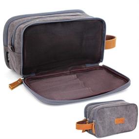 img 4 attached to 🧔 Men's Shubb Toiletry Bag - Dark Gray Water-Resistant Dopp Kit for Travel and Shower, Canvas Shaving Kit Bag