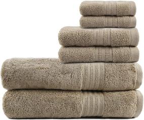 img 4 attached to 🛀 TRIDENT 6 Piece Cotton Bath Towel Set - Super Soft & Absorbent: 2 Large Towels, 2 Hand Towels, 2 Washcloths, 550 GSM - Ideal for Home, Gym, Spa, Hotel (Sand)