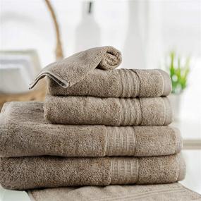 img 2 attached to 🛀 TRIDENT 6 Piece Cotton Bath Towel Set - Super Soft & Absorbent: 2 Large Towels, 2 Hand Towels, 2 Washcloths, 550 GSM - Ideal for Home, Gym, Spa, Hotel (Sand)