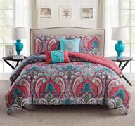 🛏️ vcny home casa real collection comforter set - soft and cozy bedding, stylish chic design for home decor, full/queen size, purple - machine washable - 5 piece logo