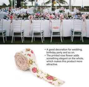 img 1 attached to Burlap Ribbon with Rose Flower Print - 32.8ft x 2.0in: DIY Hessian Jute Wedding Decoration