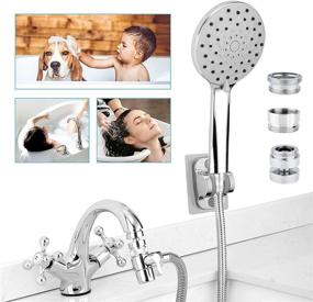 img 4 attached to Versatile Sink Faucet Sprayer Hose Attachment: 6-Spray Shower Head with Swivel Aerator and 6.5ft Hose – Ideal for Salon Hair Washing, Pet Dog Baby Bath, Garden Tub, Bathroom, Kitchen Spout – Compatible with Delta, Moen, Kohler