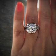 huxindao silver plated micro pave zircon ring - sparkling hand simulation diamond ring for women (size 7) logo