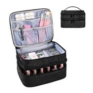 🧳 agx bravo travel nail polish organizer: portable double layer case for 30 bottles (15ml - 0.5 fl.oz) - gel nail polish accessories holder, dividers & large capacity storage - pu black logo