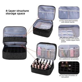 img 2 attached to 🧳 AGX Bravo Travel Nail Polish Organizer: Portable Double Layer Case for 30 Bottles (15ml - 0.5 fl.oz) - Gel Nail Polish Accessories Holder, Dividers & Large Capacity Storage - PU Black