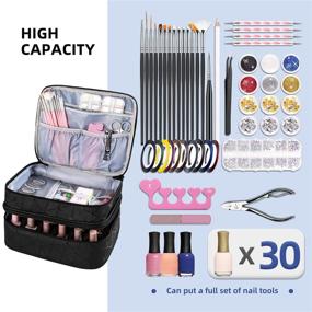 img 3 attached to 🧳 AGX Bravo Travel Nail Polish Organizer: Portable Double Layer Case for 30 Bottles (15ml - 0.5 fl.oz) - Gel Nail Polish Accessories Holder, Dividers & Large Capacity Storage - PU Black