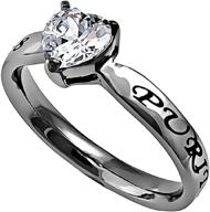 💍 spirit & truth matthew 5:8 promise ring: cz heart solitaire for christian purity - stainless steel, high polished logo