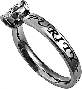 img 2 attached to 💍 Spirit & Truth Matthew 5:8 Promise Ring: CZ Heart Solitaire for Christian Purity - Stainless Steel, High Polished