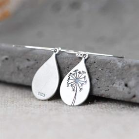 img 1 attached to Stunning LOVECOM 925 Sterling Silver Dandelion Drop Earrings: Exquisite Water Drop Silver Flower Mountain Tree Dangle Earrings for Women, Teen Girls - Perfect Jewelry Gifts for Mom & Lover