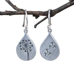 img 4 attached to Stunning LOVECOM 925 Sterling Silver Dandelion Drop Earrings: Exquisite Water Drop Silver Flower Mountain Tree Dangle Earrings for Women, Teen Girls - Perfect Jewelry Gifts for Mom & Lover