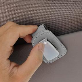 img 4 attached to 🕶️ Gray Dualshine Car Visor Sunglasses Holder with Kraft First Layer Clip, Equipped with Ticket Card Clip - Ideal for All Car Models, Light & Compact