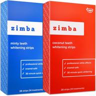 zimba teeth whitening strips - premium whitener for sensitive teeth, natural formula, enamel-safe ingredients, mint & coconut flavors, 56 strips (28 treatments) logo