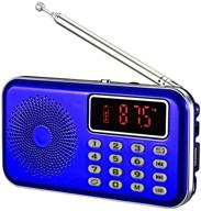 ymdjl portable am fm radio with bluetooth speaker, sd card player, and rechargeable battery - blue logo