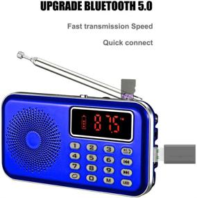 img 2 attached to YMDJL Portable AM FM Radio with Bluetooth Speaker, SD Card Player, and Rechargeable Battery - Blue