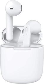 img 4 attached to 🎧 Наушники Hntmao True Wireless: водонепроницаемость IPX6, циклическое время игры 31 час, белые стереонаушники с микрофоном - идеально подходят для iPhone & Android, спортивные наушники+