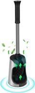 🚽 toilet bowl brush and holder set: modern brushed nickel bathroom cleaning solution with 304 stainless steel metal handle, hygienic black brush head, and rust-proof holder for deep cleaning logo
