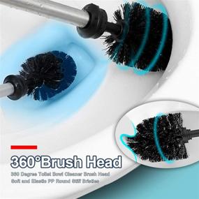 img 3 attached to 🚽 Toilet Bowl Brush and Holder Set: Modern Brushed Nickel Bathroom Cleaning Solution with 304 Stainless Steel Metal Handle, Hygienic Black Brush Head, and Rust-Proof Holder for Deep Cleaning