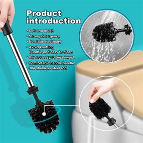 img 2 attached to 🚽 Toilet Bowl Brush and Holder Set: Modern Brushed Nickel Bathroom Cleaning Solution with 304 Stainless Steel Metal Handle, Hygienic Black Brush Head, and Rust-Proof Holder for Deep Cleaning