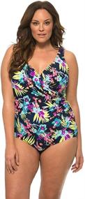 img 3 attached to Caribbean Sand Surplice Swimsuit Multicolored Women's Clothing in Swimsuits & Cover Ups