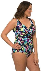 img 2 attached to Caribbean Sand Surplice Swimsuit Multicolored Women's Clothing in Swimsuits & Cover Ups