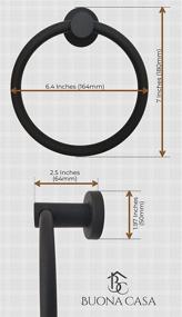 img 2 attached to 🖤 Buona Casa Designer Series Black Towel Ring: Modern & Luxurious Matte Black Hand Towel Holder for Bathroom or Kitchen - 100% Stainless Steel