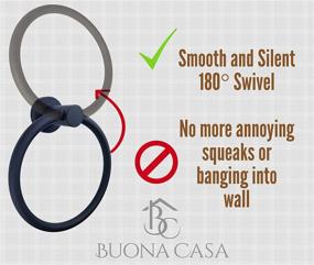 img 1 attached to 🖤 Buona Casa Designer Series Black Towel Ring: Modern & Luxurious Matte Black Hand Towel Holder for Bathroom or Kitchen - 100% Stainless Steel