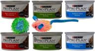 🐱 purina pro plan wet cat food entree bundle: 3 flavors - beef carrots rice, turkey cheese, and seafood stew (6 cans, 3 oz each) + bonus toys! логотип