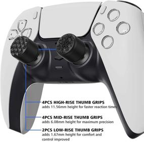 img 3 attached to Vital Black Ergonomic Stick Caps Thumb Grips for PS5, PS4, Xbox Series X/S, Xbox One, Xbox One X/S, Switch Pro Controller - with 3 Height Options (Convex and Concave) - Diamond Grain &amp; Crack Bomb Design