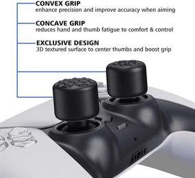 img 2 attached to Vital Black Ergonomic Stick Caps Thumb Grips for PS5, PS4, Xbox Series X/S, Xbox One, Xbox One X/S, Switch Pro Controller - with 3 Height Options (Convex and Concave) - Diamond Grain &amp; Crack Bomb Design