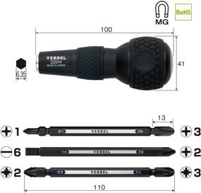 img 3 attached to 🔧 Набор шуруповерта с высокой эффективностью High-performance Vessel Ball Grip 1/4'' Hex Bit с сменными насадками - Включает в себя насадки (+1, 3 / +2, -6 / PZ2, PZ3). Модель: 220W3J1