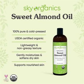 img 2 attached to Sky Organics Organic Sweet Almond Oil - 16 oz, 100% Pure Cold-Pressed Body Oil for Skin, Hair, and DIY Massages - Natural USDA Certified Organic Almond Oil