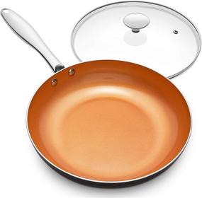 img 4 attached to Nonstick 8 Inch Frying Pan with Ceramic Titanium Coating - MICHELANGELO Copper Skillet with Lid