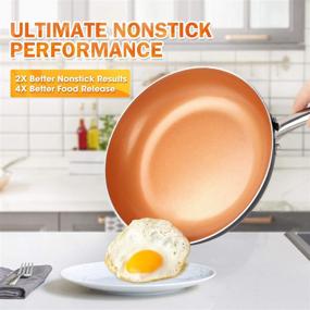 img 3 attached to Nonstick 8 Inch Frying Pan with Ceramic Titanium Coating - MICHELANGELO Copper Skillet with Lid