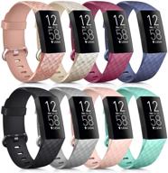 8 пакетов спортивных браслетов для fitbit charge 4 и charge 3: мягкие силиконовые запасные браслеты логотип