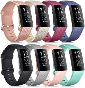 img 4 attached to 8 Пакетов спортивных браслетов для Fitbit Charge 4 и Charge 3: мягкие силиконовые запасные браслеты