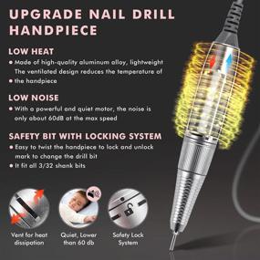 img 3 attached to Ejiubas Professional Nail Drill Machine 30000rpm: High Speed, Low Vibration, Low Heat, Low Noise - Ideal for Shaping, Buffing, and Removing Acrylic and Gel Nails