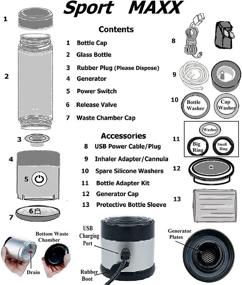 img 1 attached to 💦 H2 USB Sport MAXX: Powerful Hydrogen Water Generator with Glass Bottle and Inhaler Adapter (Silver)