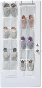 img 1 attached to 👞 SimpleHouseware 24 Pocket - 2 Pack Over Door Hanging Shoe Organizer with 12 Spacious Pockets, Grey